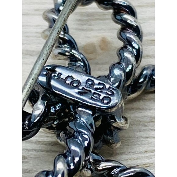 Tiffany & Co Sterling Silver 925 18K 750 Twisted Rope Bow Brooch - Picture 2 of 8